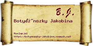 Botyánszky Jakobina névjegykártya